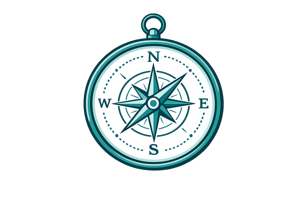 Stylized compass symbol representing the Kairos Compass™, a spiritually grounded leadership assessment.